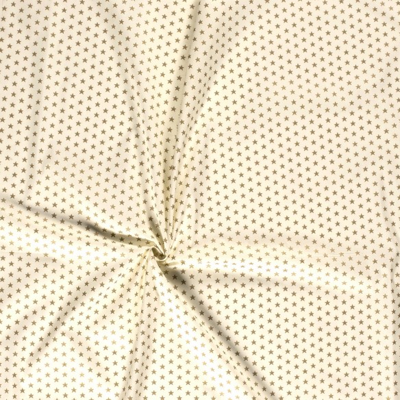 Tessuto di cotone premium - Stelle dorate di Natale Ecru