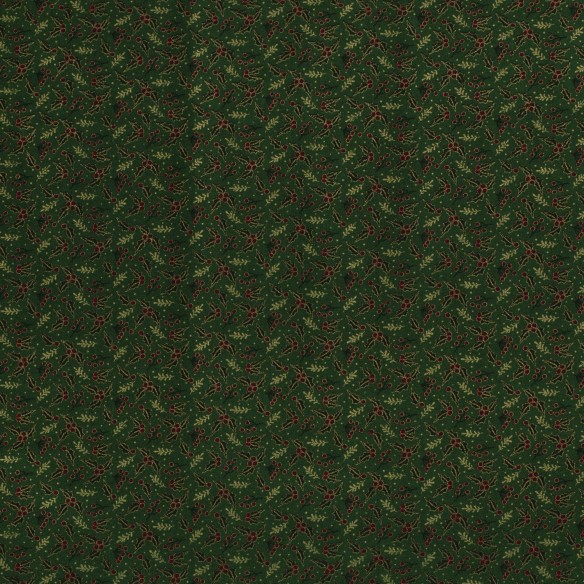 Tessuto di cotone premium - Ramoscelli di Natale verde scuro