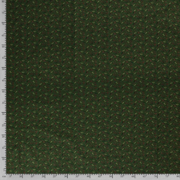 Tessuto di cotone premium - Ramoscelli di Natale verde scuro