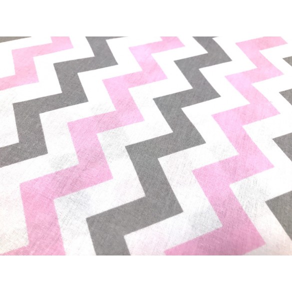Tessuto di cotone - Zigzag rosa-grigio