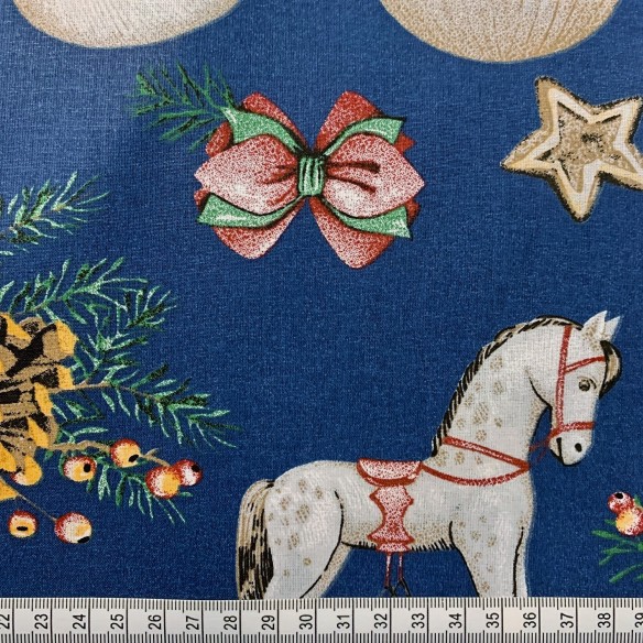 Tessuto di cotone - Cavallo a dondolo natalizio