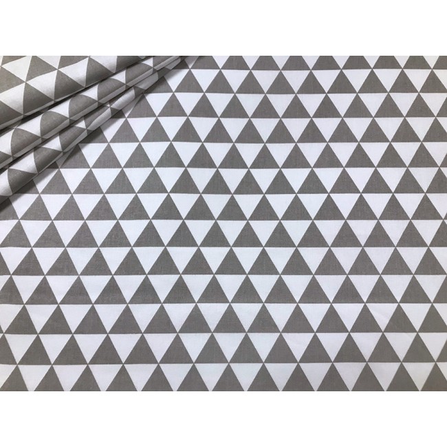 Tessuto di cotone - Triangoli grigio-bianchi