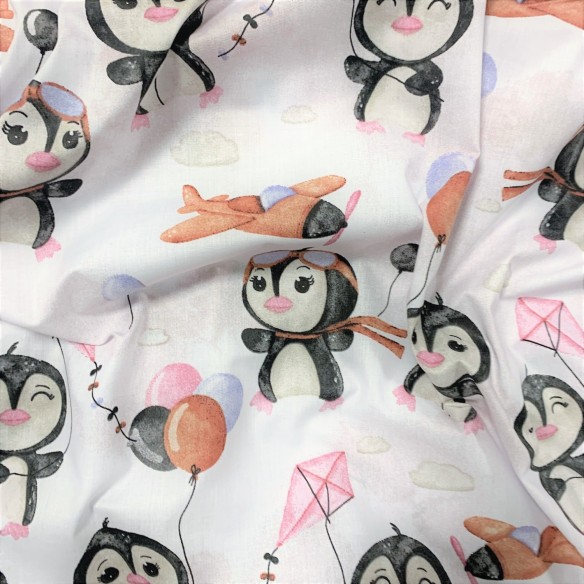 Tessuto di cotone - Pinguino felice
