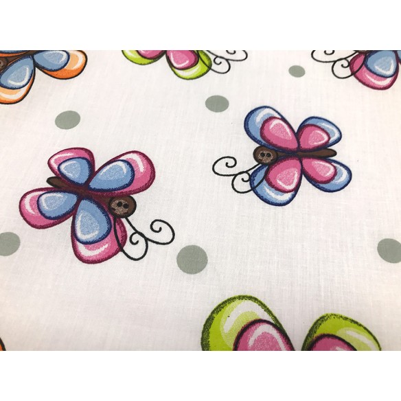Tessuto di cotone - Bambini grandi farfalle colorate