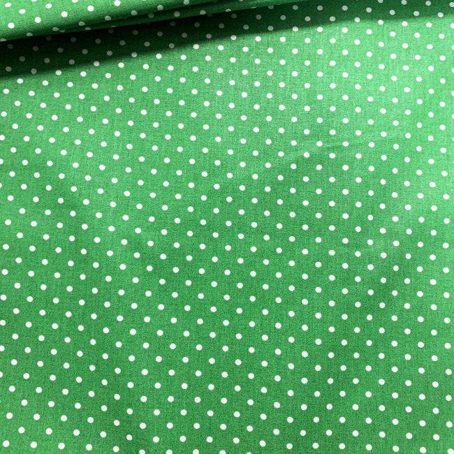 Tessuto Cotone - Pois Verdi 7 mm