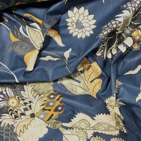 Tessuto di cotone - Motivo orientale, blu navy