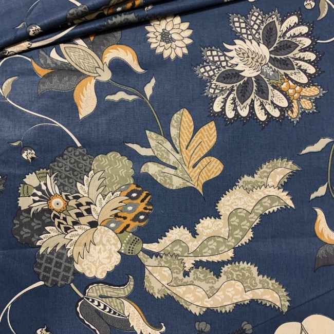 Tessuto di cotone - Motivo orientale, blu navy