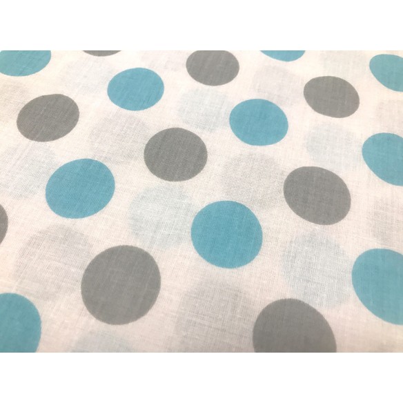 Tessuto in cotone - pois grigio-blu 3 cm