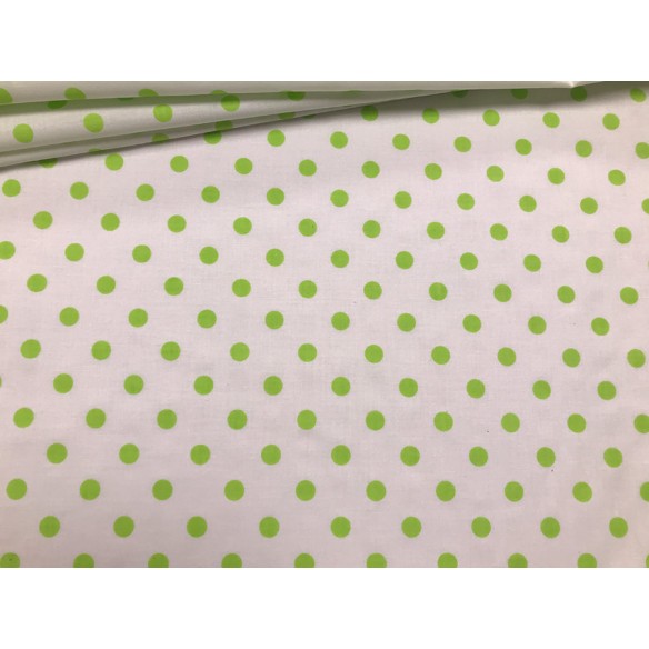 Tessuto di cotone - Punti verdi su bianco