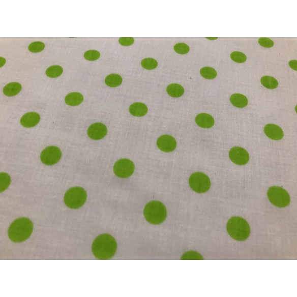 Tessuto di cotone - Punti verdi su bianco