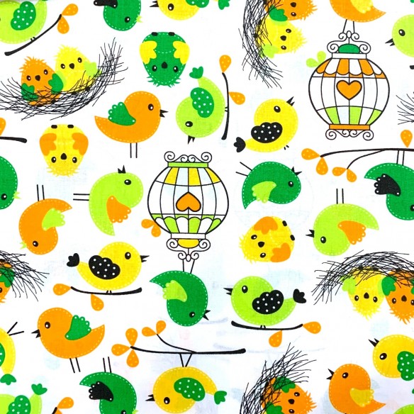 Tessuto di cotone - Uccelli colorati
