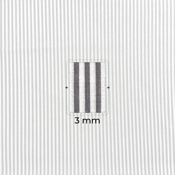 Tessuto di cotone - Righe Grigie 3 mm