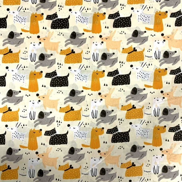 Tessuto di cotone - Cani dipinti