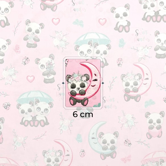 Tessuto di cotone - Panda pastello, rosa