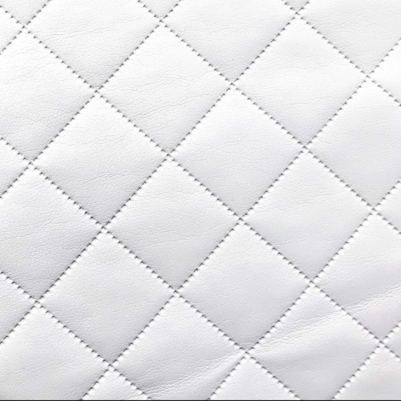 Tessuto da rivestimento trapuntato in pelle PU Diamond 5x5 - Bianco