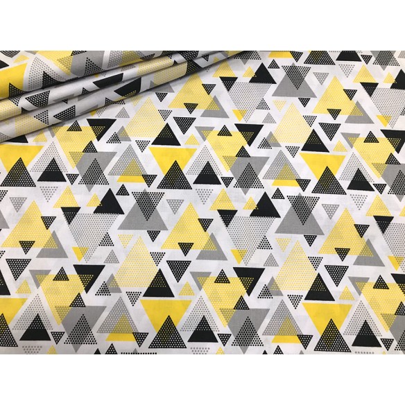 Tessuto di cotone - Triangoli giallo-neri