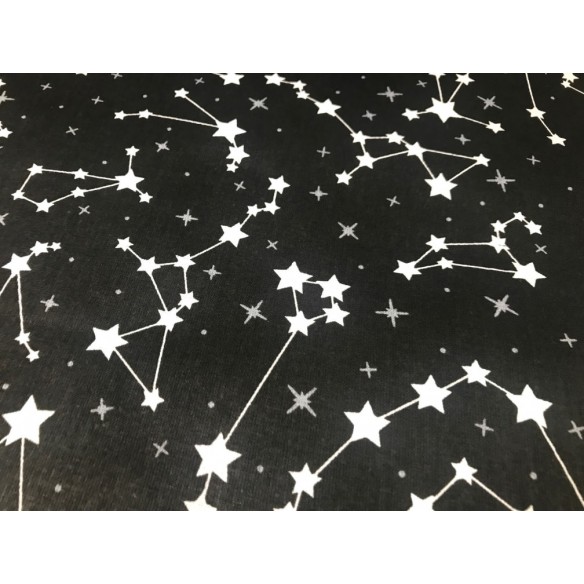 Tessuto di cotone - Sky Stars on Black