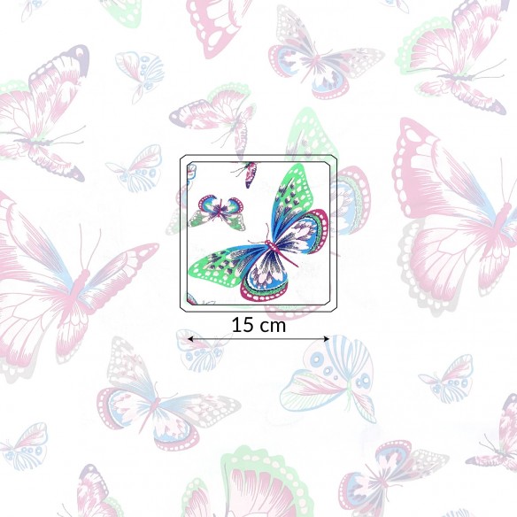 Tessuto di cotone - Farfalle multicolori pastello