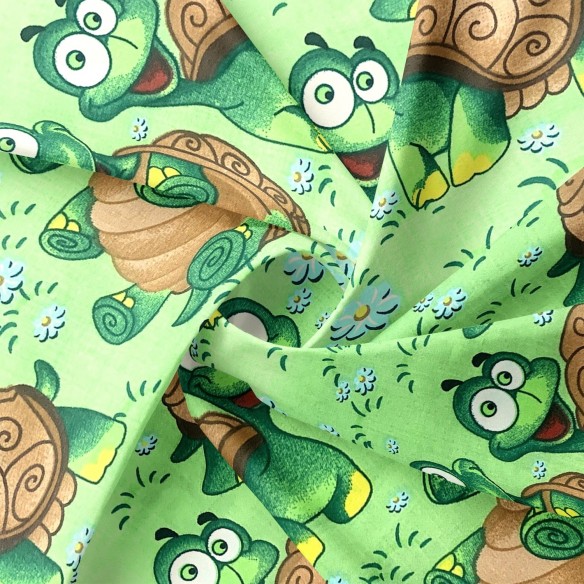 Tessuto di cotone - Tartarughe su verde