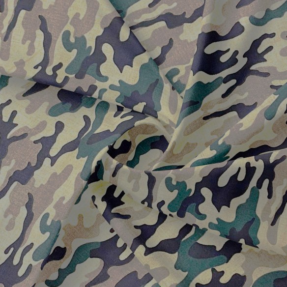 Tessuto in cotone - Camo verde militare-marrone
