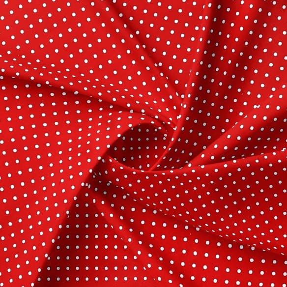 Tessuto di cotone - Puntini rossi 2 mm