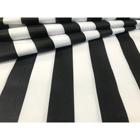 Tessuto di cotone - Spesse strisce bianche e nere