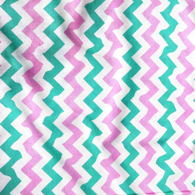 Tessuto in cotone - Zigzag. rosa menta