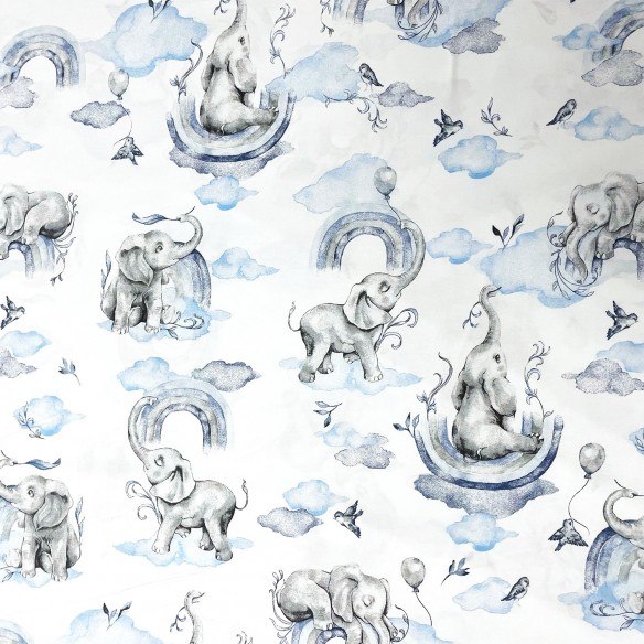 Tessuto di cotone - Elefanti, blu