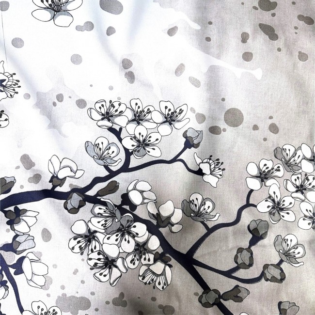 Tessuto di cotone - Cherry Blossom su grigio