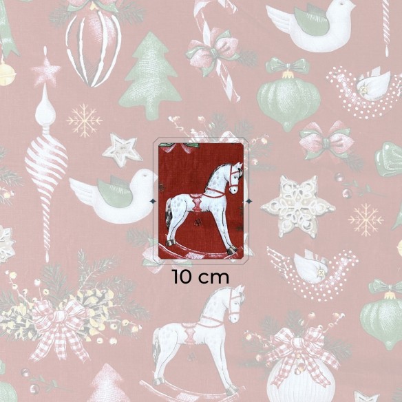 Tessuto in cotone - Natale a dondolo rosso