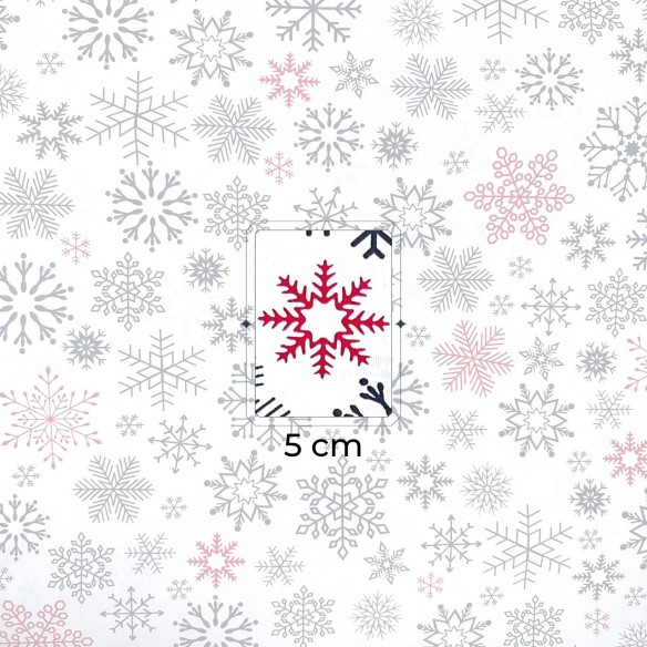 Tessuto di cotone - Fiocchi di neve di Natale Rosso-Nero