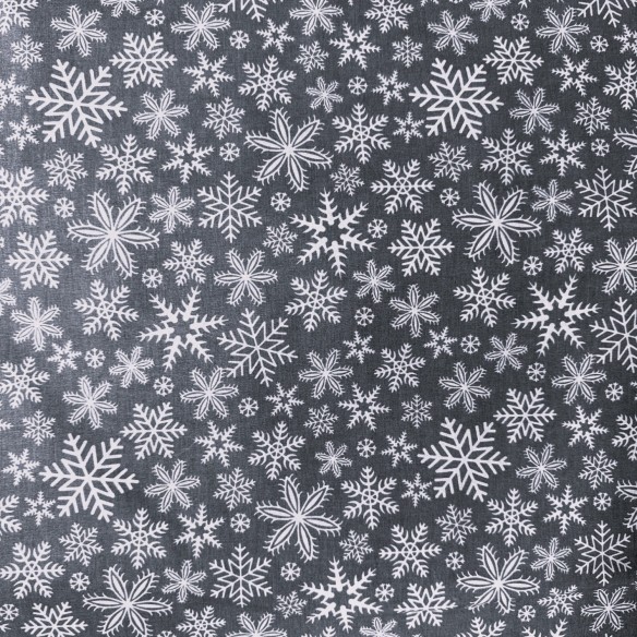 Tessuto di cotone - Fiocchi di neve grigi di Natale