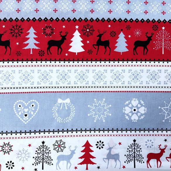 Tessuto di cotone - maglione natalizio rosso renne
