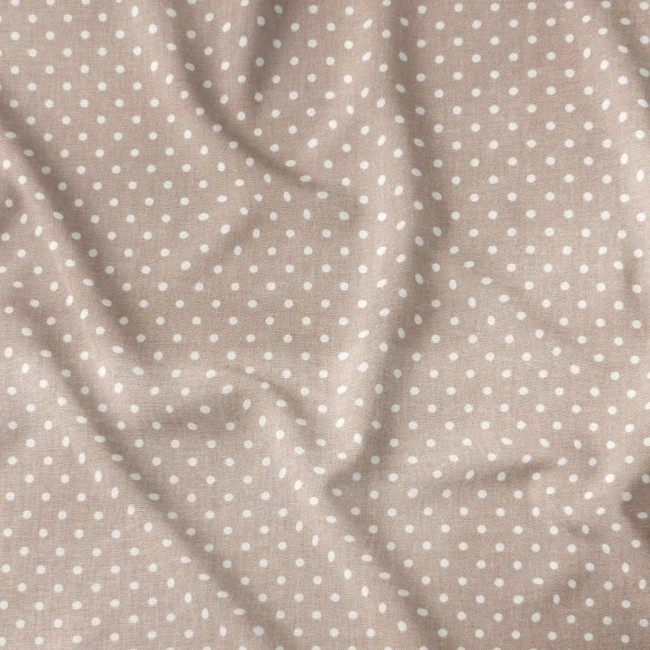 Tessuto di Cotone - Puntini Bianchi su Rosa Sporco 4 mm