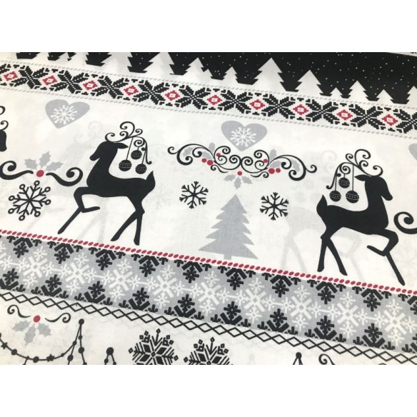 Tessuto di cotone - Maglione natalizio con renne nere