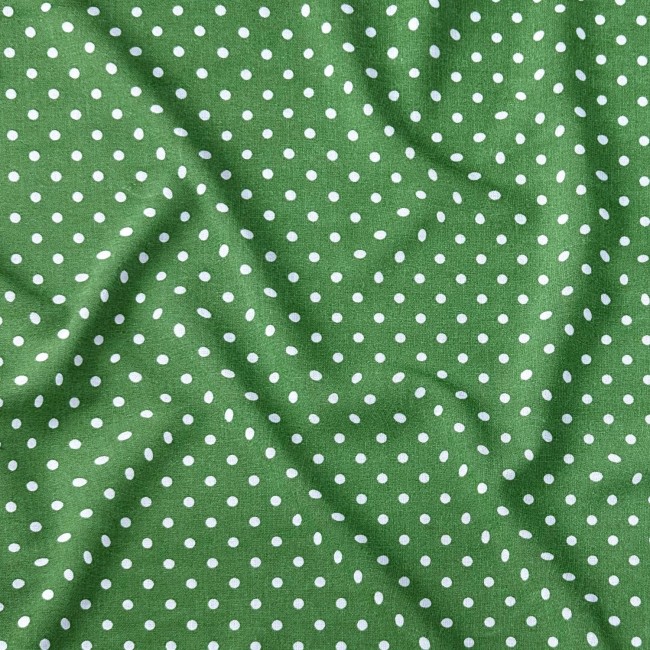 Tessuto di cotone - Pois Verdi 4 mm