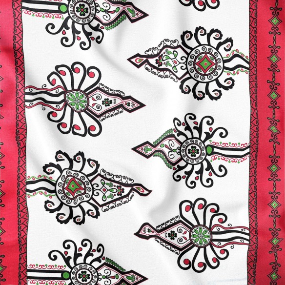 Tessuto in cotone - Parzenica Highland Folklore Pattern Rosso