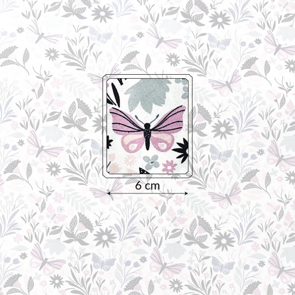 Tessuto di cotone -Farfalle, Viola e rosa