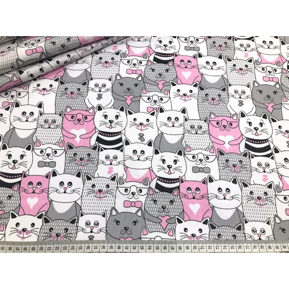 Tessuto di cotone - Gatti rosa al cinema