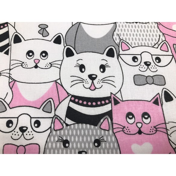 Tessuto di cotone - Gatti rosa al cinema