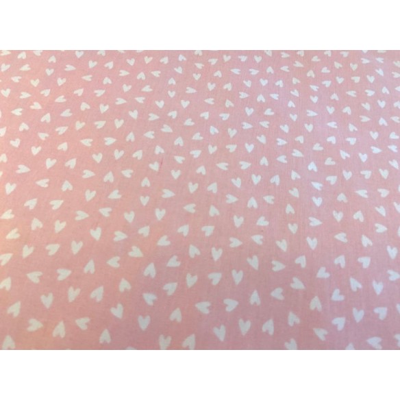 Tessuto di cotone - Cuori bianchi su rosa