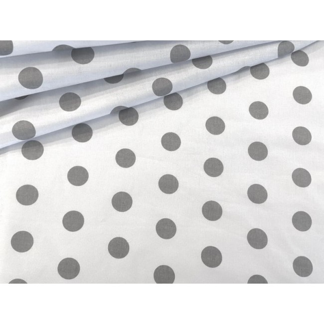 Tessuto di cotone - Puntini grigi su bianco