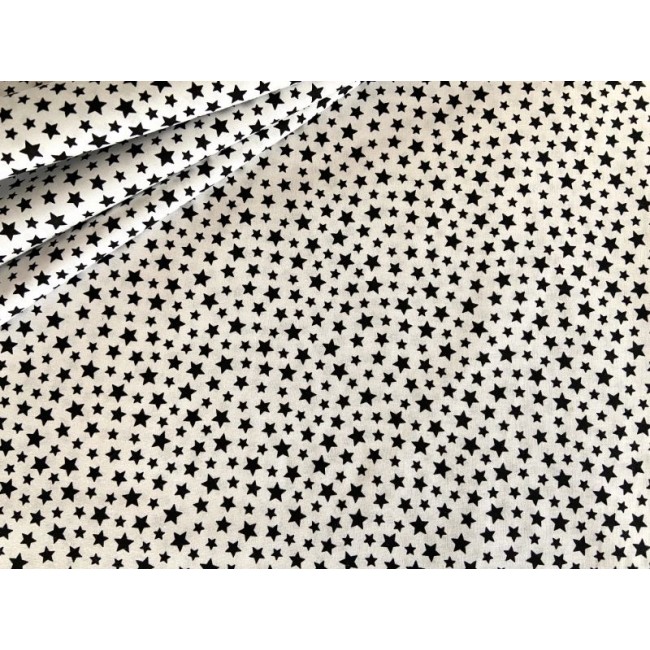 Tessuto di cotone - Mini stelle nere su bianco