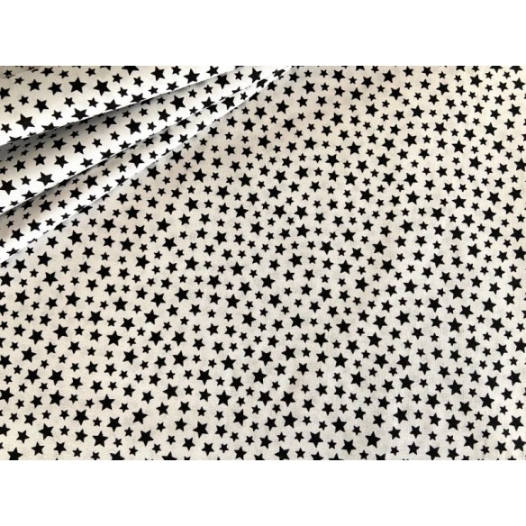Tessuto di cotone - Mini stelle nere su bianco