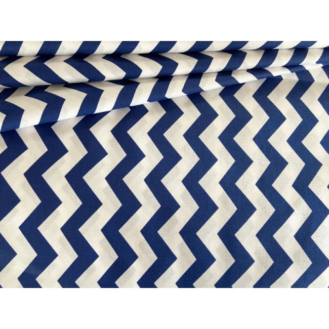 Tessuto di cotone - Zigzag blu navy