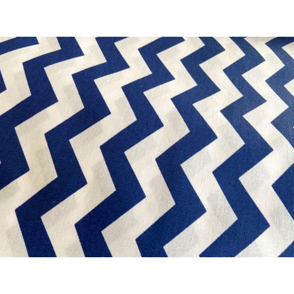 Tessuto di cotone - Zigzag blu navy