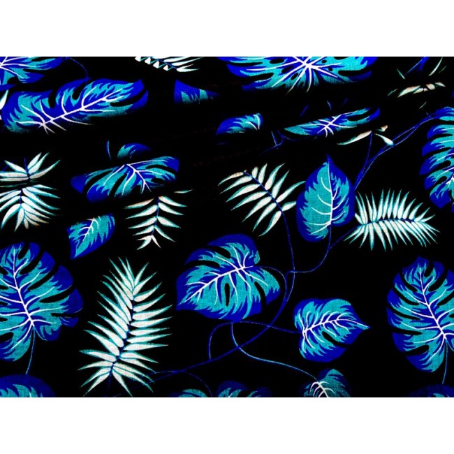Tessuto di cotone - Mini Monstera Jungle Blue