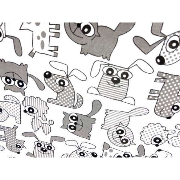 Tessuto di cotone - Gatto e cane cartone animato
