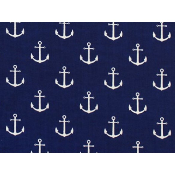 Tessuto di cotone - Piccole Ancore Blu Navy