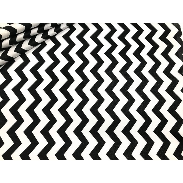 Tessuto di cotone - Zigzag neri Chevron